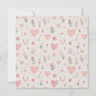 Soft Hearts Floral Square Invitation