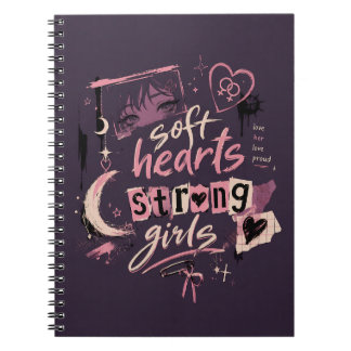 Soft Hearts Strong Girls Pastel Goth Anime Notebook