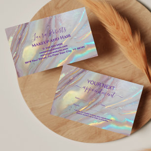 Soft Holographic Marble Aesthetic Appointment Card