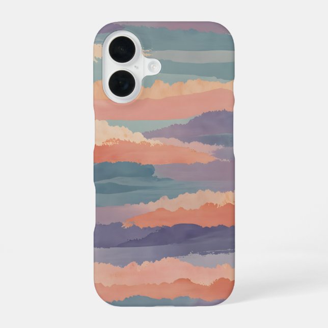 Soft Horizon Waves iPhone 16 Case (Back)