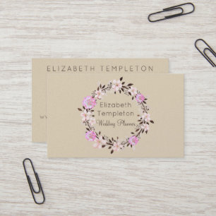 Soft Hues Floral Wreath Elegant Business Card