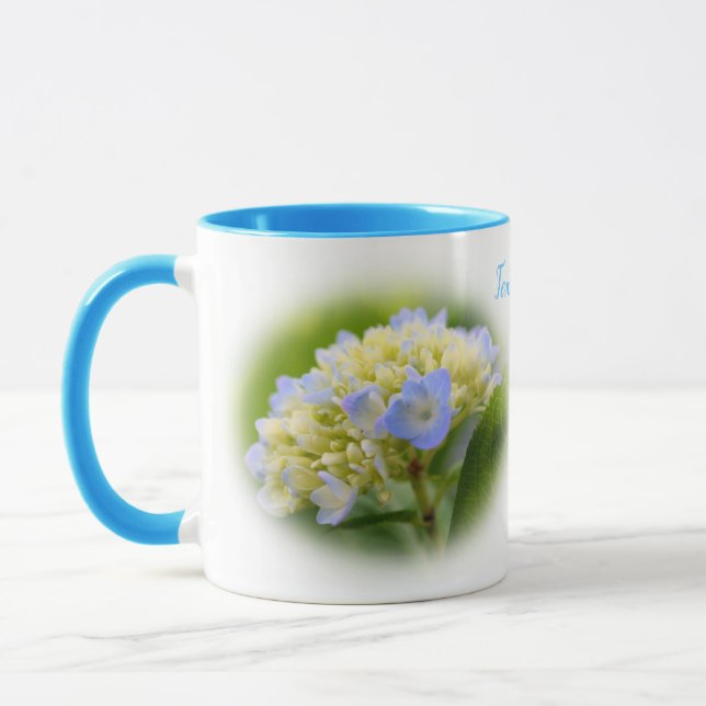 Soft Hydrangea Flower Personalised Mug (Left)