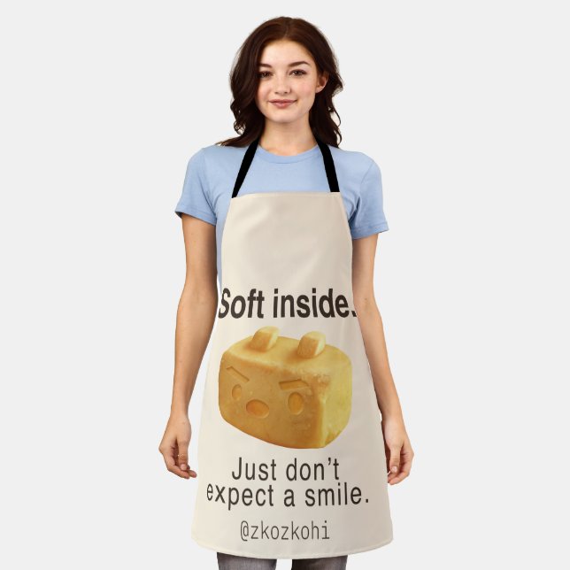 Soft Inside: Iron T Pineapple Cake Funny Quote Art Apron (Worn)