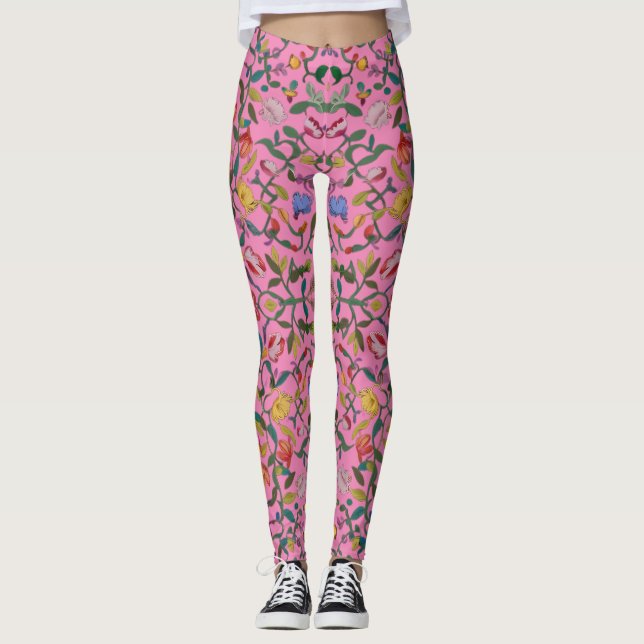 Soft intricate floral pattern leggings (Front)