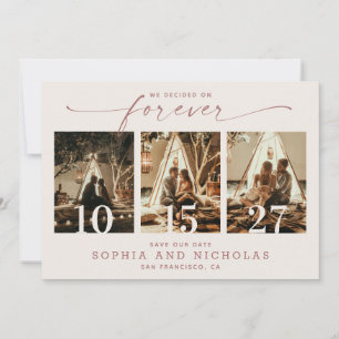 Soft Ivory Elegant Wedding Three Photo Modern Save The Date