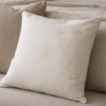 Soft Ivory Florals Throw Pillow