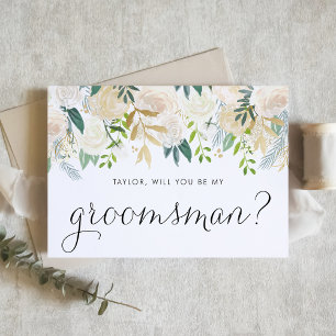 Soft Ivory Flowers Will You Be My Groomsman