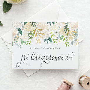 Soft Ivory Flowers Will You Be My Jr Bridesmaid