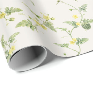 Soft Ivory Mini Watermelon Watercolor Botanical Wrapping Paper