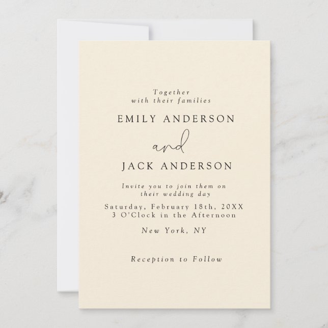 Soft Ivory Modern Elegance Chic Wedding Invitation (Front)