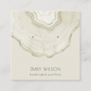 Soft Ivory Pale Gold Agate Marble Earring Display Square Business Card