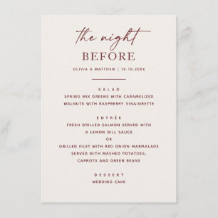 Soft Ivory Rehearsal Dinner   Elegant Wedding Menu