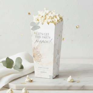 Soft Ivory Watercolor Floral Wedding Popcorn Favour Box
