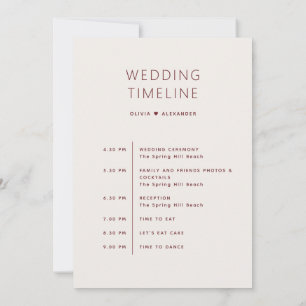 Soft Ivory Wedding Timeline Elegant Itinerary Invitation
