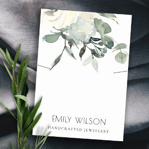 SOFT IVORY WHITE FLORAL BUNCH NECKLACE DISPLAY BUSINESS CARD