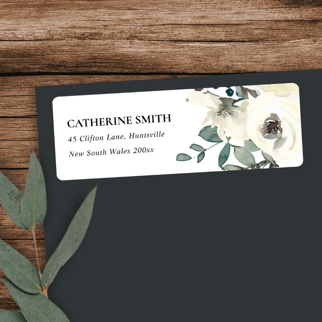 SOFT IVORY WHITE FLORAL WATERCOLOR BUNCH ADDRESS (Creator Uploaded)