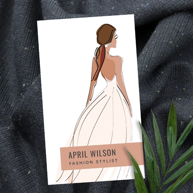 SOFT IVORY WHITE RUST WEDDING GOWN BRIDAL DRESS BUSINESS CARD (Creator Uploaded)