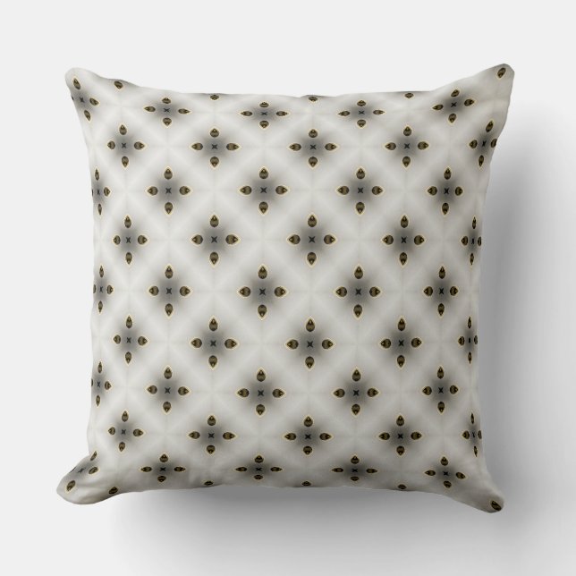 Soft Ivory with Flowery Seeds Pattern Throw Pillow (Front)