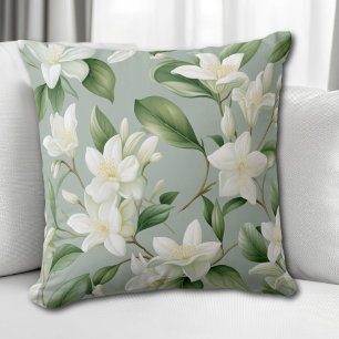 Soft Jasmine Floral Elegance Accent Cushion