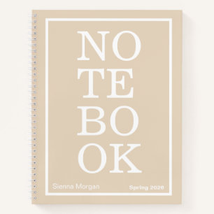 Soft Khaki/Beige Modern Big "NOTEBOOK" Notebook