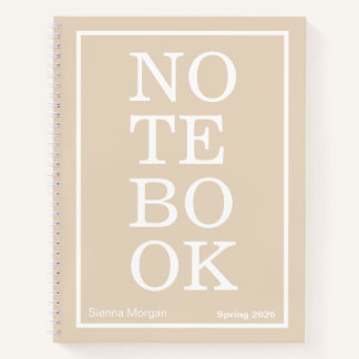 Soft Khaki/Beige Modern Big "NOTEBOOK" Notebook