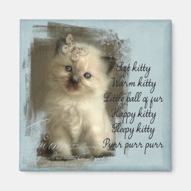Soft kitty, ragdoll magnet (Front)