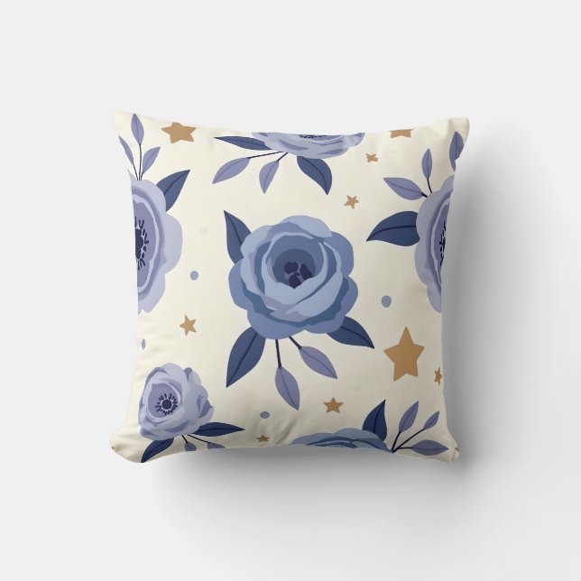 Soft Lavender and Blue Throw Pillow Design (Front)