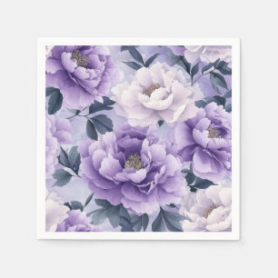 Soft Lavender and Violet Botanical Pattern Napkin