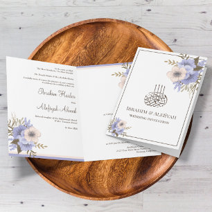 Soft Lavender Floral Islamic Muslim Wedding Invitation