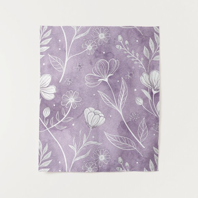 Soft Lavender Floral Wall Tapestry – 50" x 60" (Front)