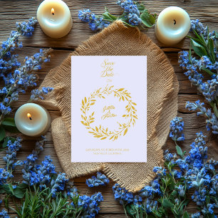 Soft Lavender & Gold Circle Save the Date Wedding Invitation