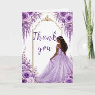Soft Lavender Gold Floral Sweet Sixteen Party Thank You Card