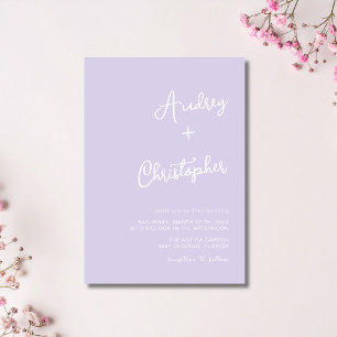 Soft Lavender Minimal Modern Calligraphy Wedding Invitation