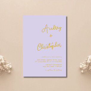 Soft Lavender Minimal Modern Calligraphy Wedding Invitation