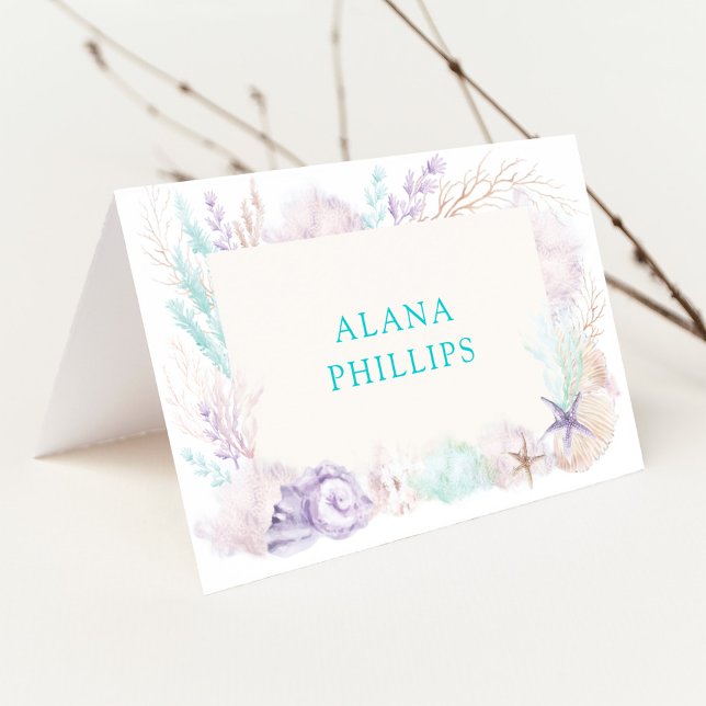 Soft Lavender Mint Ocean Table Seating Place Card (Creator Uploaded)