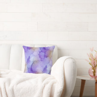 Soft Lavender Purple and Cream Watercolor Marble Cushion