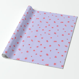 Soft Lavender Red Plum Blossom Floral Pattern Wrapping Paper