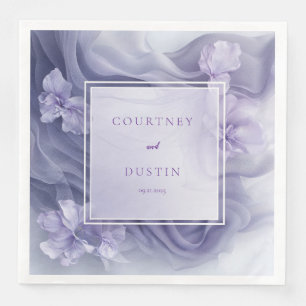 Soft Lavender Sheer Floral Wedding Napkins