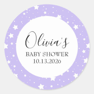 Soft Lavender Starry Pattern Classic Round Sticker