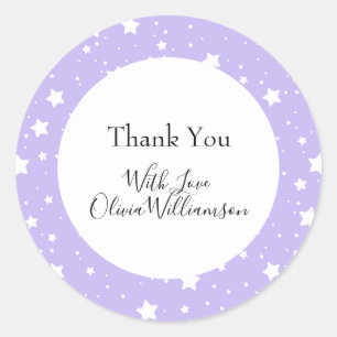 Soft Lavender Starry Pattern Classic Round Sticker