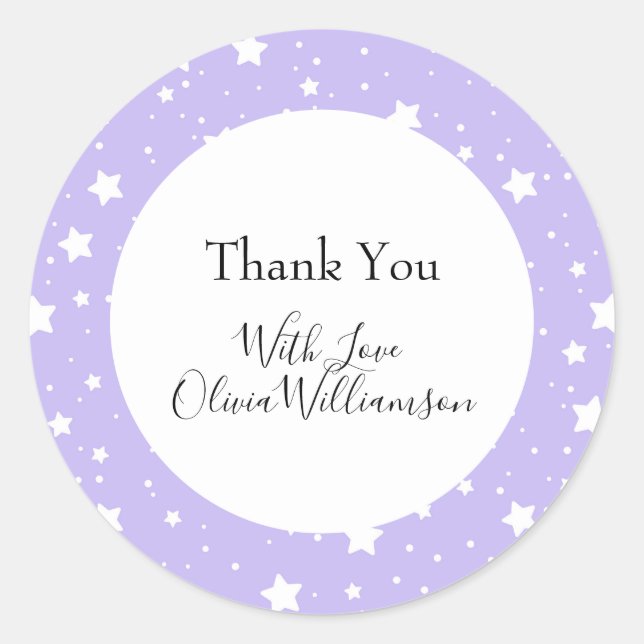 Soft Lavender Starry Pattern Classic Round Sticker (Front)
