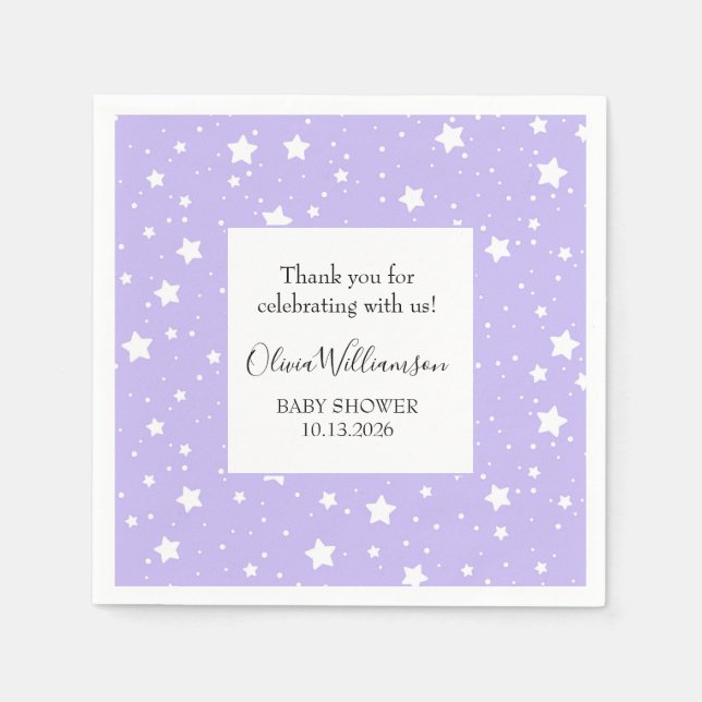 Soft Lavender Starry Pattern Napkin (Front)