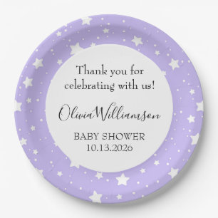 Soft Lavender Starry Pattern Paper Plate
