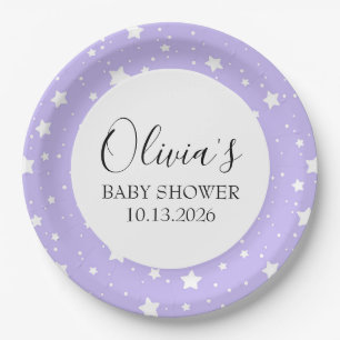 Soft Lavender Starry Pattern Paper Plate