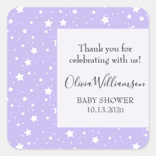 Soft Lavender Starry Pattern Square Sticker