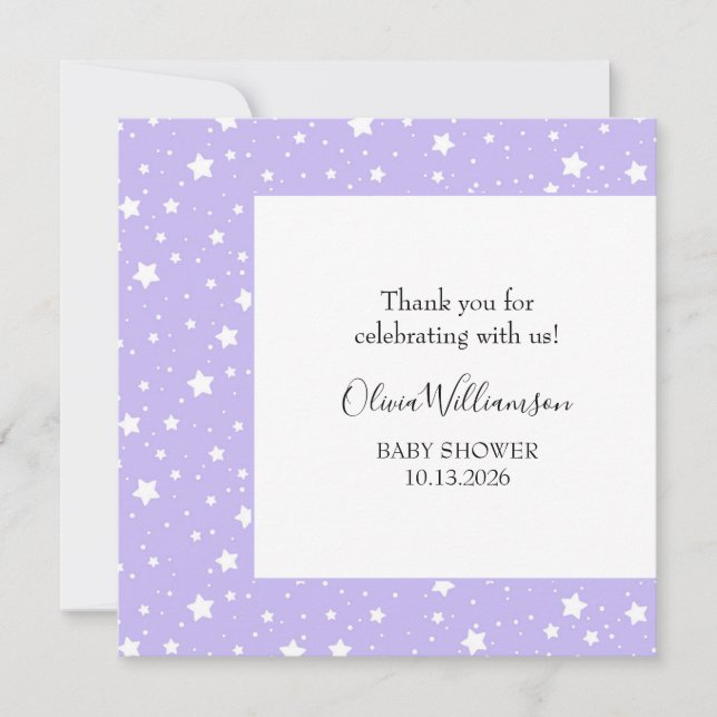 Soft Lavender Starry Pattern Thank You Card (Front)