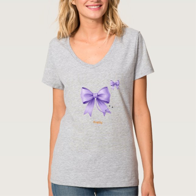Soft Lavender Stethoscope Bow T-Shirt (Front)