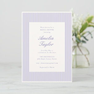 Soft Lavender Stripe Spring Classy Bridal Shower Invitation
