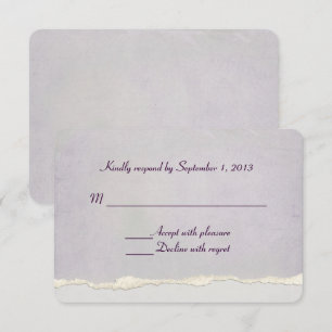 soft lavender torn edge RSVP Card