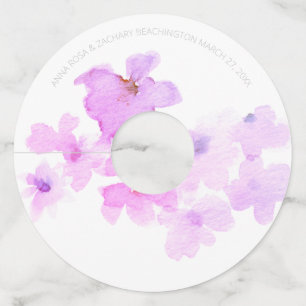 *~* Soft Lavender Violet Pink Floral Watercolor Wine Glass Tag